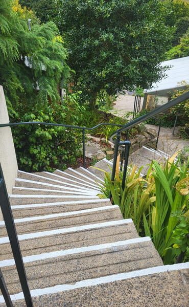 Steps leading to counselling room Steps that lead to the counselling room at Spring Hill Counselling in Yeovil.