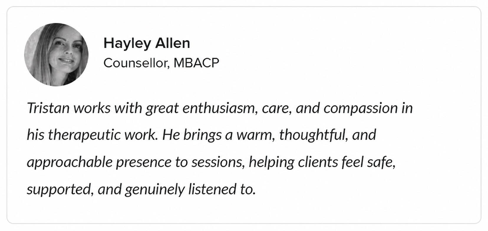 Endorsement from Hayley Allen Endorsement from Hayley Allen